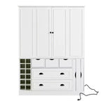 Whisen 71 Tall Freestanding Kitchen Pantry, Large Dining Storage Cabinet Cupboard Sideboards With 4 Foldable Doors, Shelves, Wine Racks