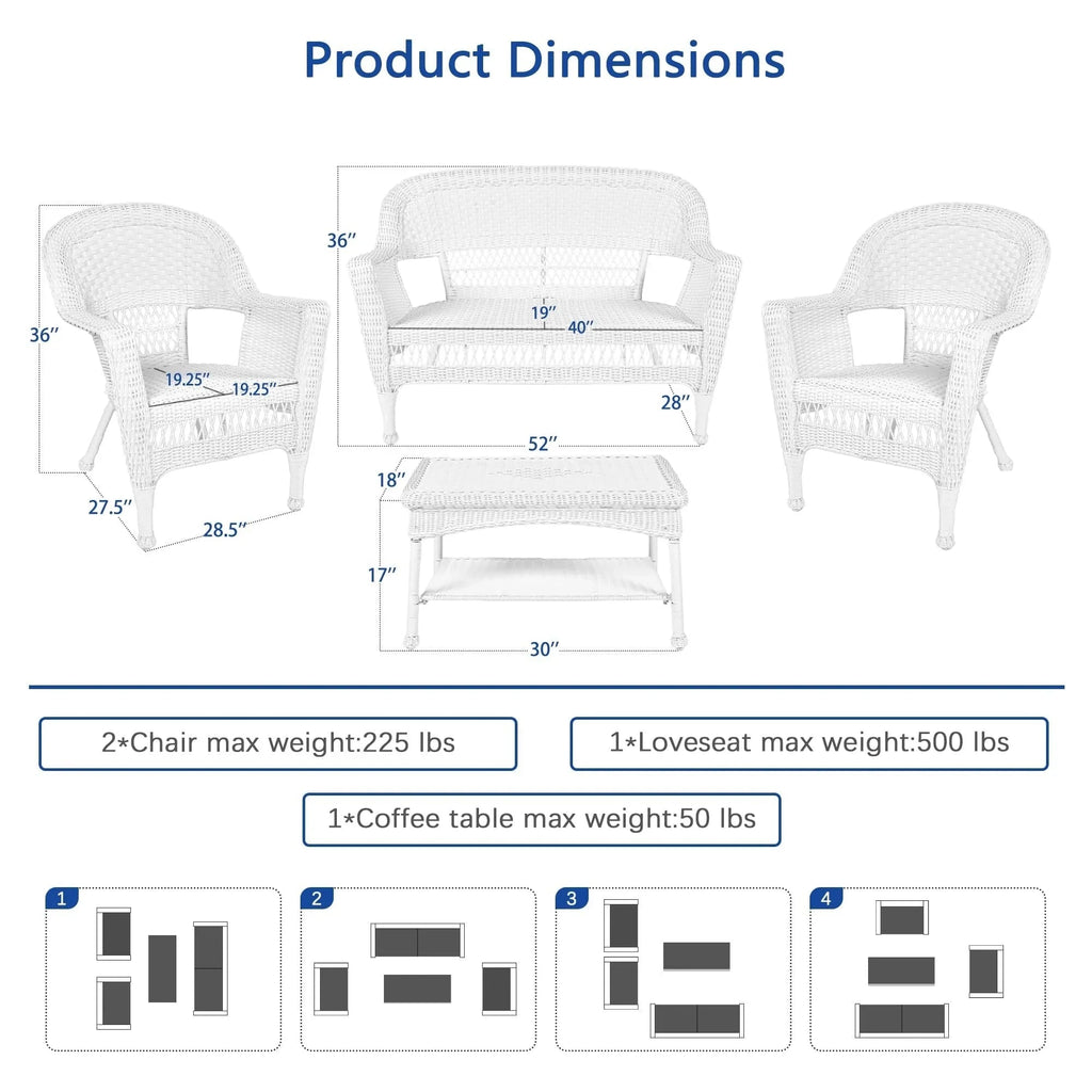 Wicker Patio 4-piece Conversation Set