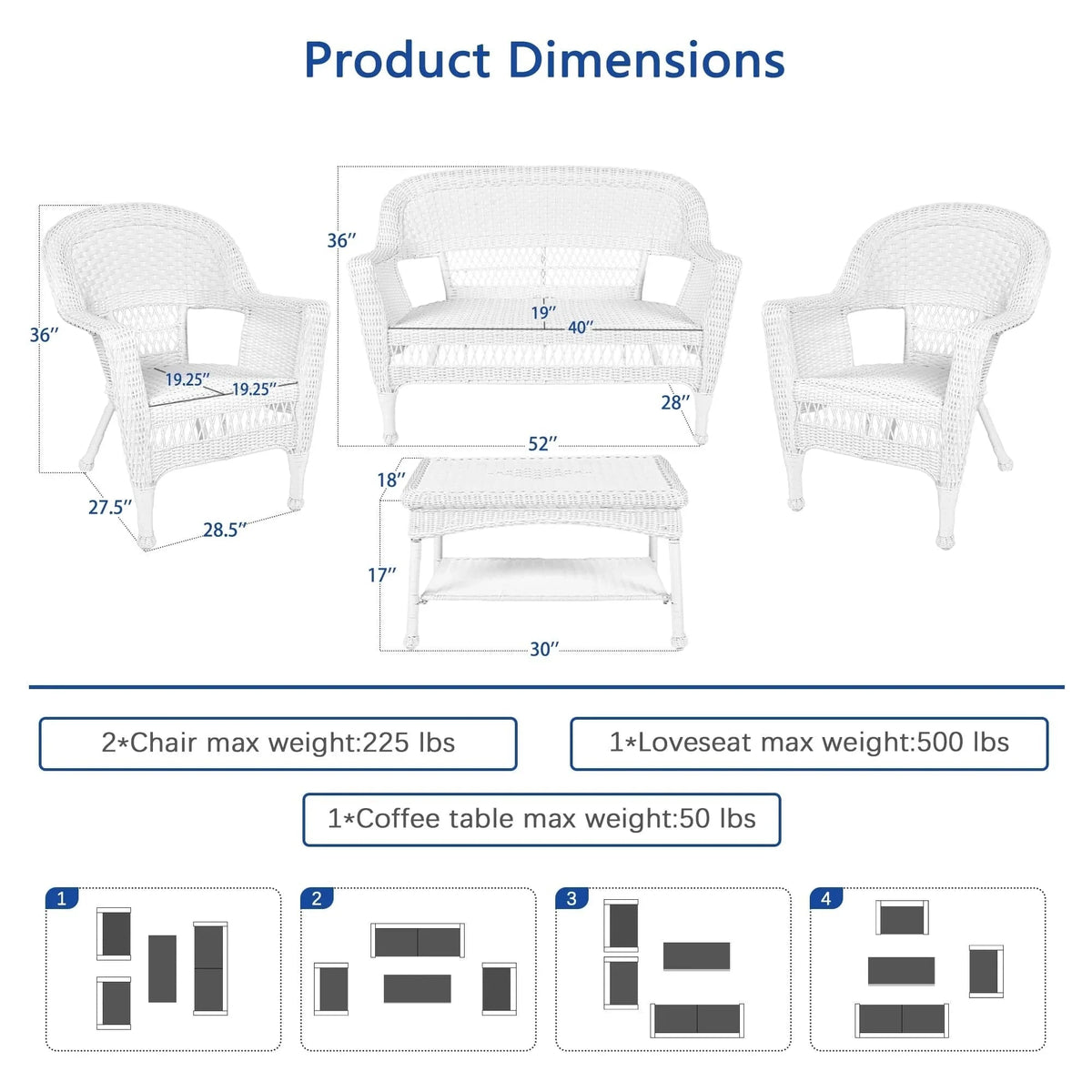 Wicker Patio 4-piece Conversation Set