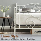 Javlergo Victoria Metal Platform Bed Frame with Headboard and Footboard