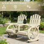GDFStudio Sydel Wagon Wheel Patio Bench with Center Table and Storage Compartment