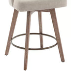 Bekrvio 26 Counter Height Swivel Bar Stools Set of 4 Backs and Wood Legs,Linen Fabric/PU Leather Upholstered Barstools for Kitchen Island