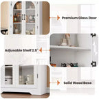 70 Tall Kitchen Pantry Cabinet, Modern Display Cabinet with 4 Arched Glass Doors and Adjustable Shelves, for Kitchen, Living Room, Dining, Bathroom