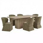 Yutthana Modern 7 Piece Wooden and Metal Dining Set with Upholstered Chairs
