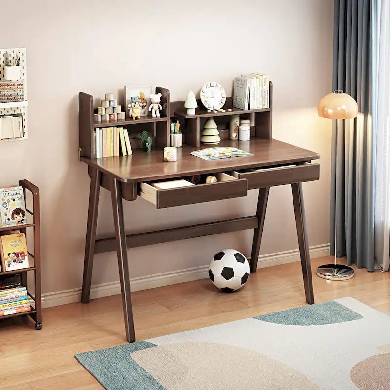 Kids Desk Kids Table Wood Computer Desk with Bookshelf - N/A