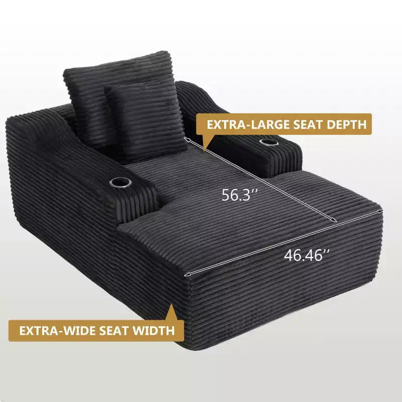 67 Chaise Lounge Chair, Indoor Sleeper Sofa Bed with 2 Pillows, Boneless Single Sofa Couch for Living Room, No Assembly Required