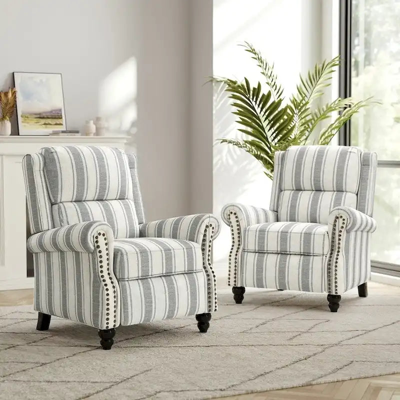 2 Set Modern Padded Seat Recliner Chair with PU Leather/Fabric