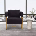 Set of 2 Modern Upholstered Accent Chairs with Gold Metal Legs for Living Room, Bedroom, or Office