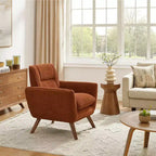Art Leon Comfortable Jacquard Flannel Accent Chair with Wood Legs