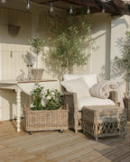 Poltrona da giardino con poggiapiedi Rattan Naturale