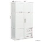 White Wood Wardrobe Armoire Storage Cabinet with Doors,Drawers,Hanging Rod