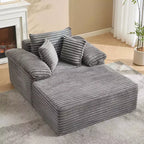 Oversized Chaise Lounge Chair Sofa Bed, Corduroy Sleeper Sofa with Pillows and Wide Armrests for Living Room, Bedroom, Movie Room