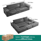 Convertible Cloud Sectional Couch Comfy Corduroy Sectional Sofa Comfy Couch With Deep Seat & High Pillows Easy To Assemble