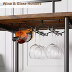 Bar Carts with 4-Tiers Storage ShelvesMobile Bar Seving Carts On Wheels with Wine Rack and Glass Holder for Kitchen, Dining Room, Living Room