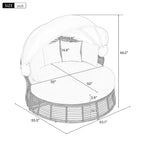 Outdoor Rattan Round Daybed with Canopy & Removable Cushions