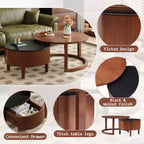 Modern Nesting Coffee Table with Drawer, Round Center Table with storage for Living Room
