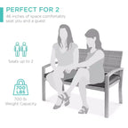 Best Choice Products 2-Person Outdoor Wicker Bench Garden Patio Porch Furniture w/ 700lb Capacity, Cushion
