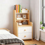 Modern Tall Wood Spacious Shelves 2-Drawer Nightstand