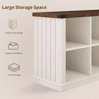 8 Cube Storage Organizer Bookshelf, Farmhouse Horizontal Bookcase, 62 Inch Wood Storage Bookcase for Entryway, Long Low Bookshelves for Living Room