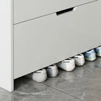 3-Tier White Wood Shoe Cabinet with Drop Front