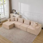 107/ 137 Modular Sectional Cloud Couch,Deep Seat Boneless Couch,Convertible Comfy Floor Sofas with Ottomans and Memory Foam