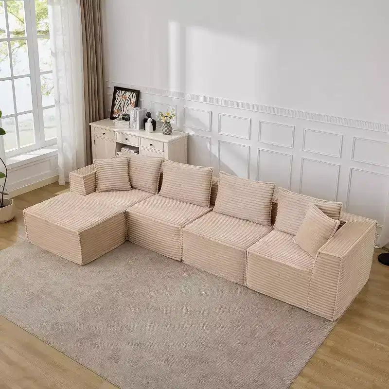 107/ 137 Modular Sectional Cloud Couch,Deep Seat Boneless Couch,Convertible Comfy Floor Sofas with Ottomans and Memory Foam