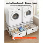 VEVOR Laundry Pedestal, 22.6 in Height, 29x29 in Washer and Dryer Pedestals with Pull-out Tray and Storage Space,800 lbs Load Capacity,Non-Slip,White