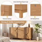 6-Drawer Modern Geometric Dresser, Half-Circle Accent Wide Storage Chest for Bedroom & Living Room