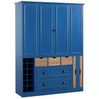 Whisen 71 Tall Freestanding Kitchen Pantry, Large Dining Storage Cabinet Cupboard Sideboards With 4 Foldable Doors, Shelves, Wine Racks