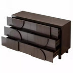 6-Drawer Modern Geometric Dresser, Half-Circle Accent Wide Storage Chest for Bedroom & Living Room