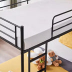 Karl Home Twin Over Twin Steel Bunk Bed Frame Ladder Bedroom Dorm Room for Kids Adult Children