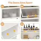 Costway 5-Tier Kitchen Bakers Rack Storage Cabinet Mobile Microwave Stand Flip-up Doors White/Black/Grey/Green