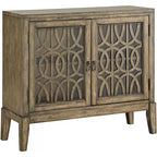 40 Wide Glass Door Accent Cabinet with Adjustable Shelf, Distressed Parchment Finish
