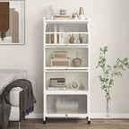 Costway 5-Tier Kitchen Bakers Rack Storage Cabinet Mobile Microwave Stand Flip-up Doors White/Black/Grey/Green