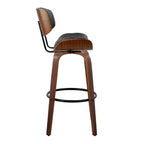 Set of 2 Lombardi Barstools Walnut/Black - LumiSource: Mid-Century Fixed-Height, Tufted, 30.5 Seat