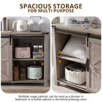 SinCiDo Farmhouse 60Dressing Table with Sliding Barn Door and 4 Drawers,Drawer Cabinet Living Room,Bedroom,Coffee Bar