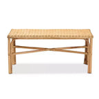 Cacaban Rattan Accent Bench Natural/Brown - bali & pari: Handcrafted, Indoor Furniture, Entryway Seating