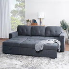 Convertible Reversible Sectional Sofa with Pull-Out Sleeper Bed, Hidden Storage Chaise, and Durable Legs