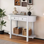Okak Elegant Console Table with Smooth Glaze, Entry Table with Curved Design and 2 Drawers, Accent Table for Living Room, Hallway