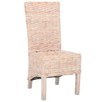 Set of 2 Natural Wicker Dining Chairs 19W x 22D x 41H, Boho Coastal Style