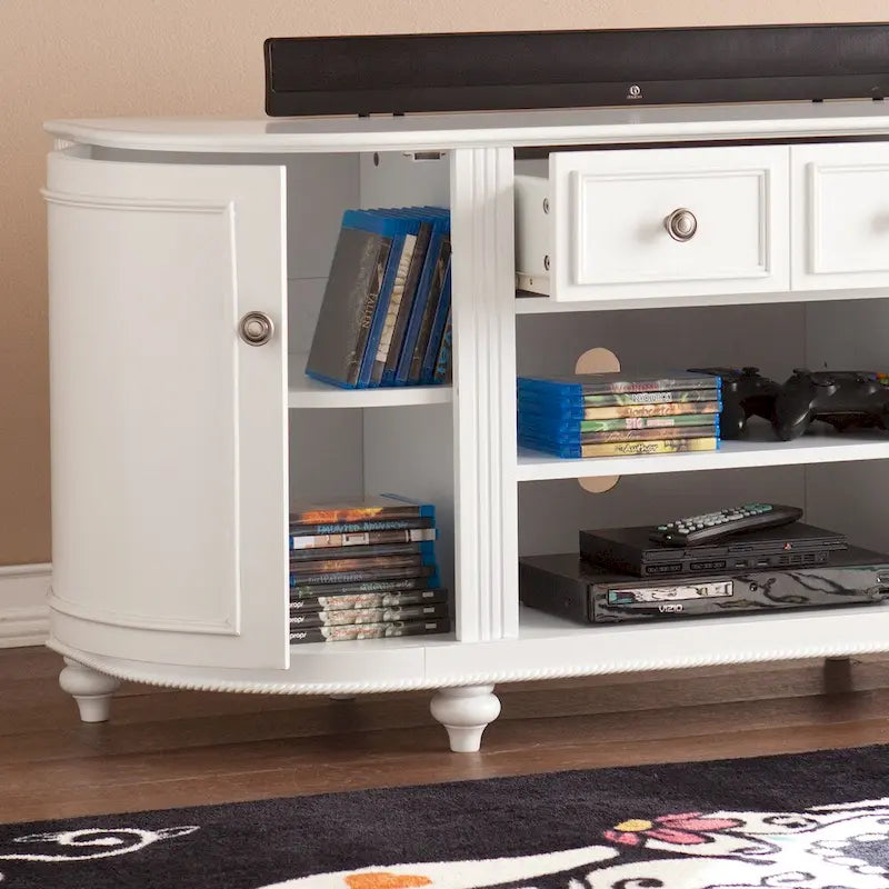 SEI Furniture Wells Modern Farmhouse White Media TV Stand for TVs up to 46