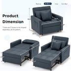 Adjustable Sleeper Chair Bed, 3-in-1 Convertible, Multiple Colors, Fits 1 Person