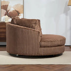 Modern Sofa Chair Round Accent Barrel Chair With 5 Pillows and Optional Ottoman