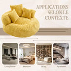 Bean Bag Sofa for Adults Kids, Oversized Corduroy Bean Bag Chair with 3 Pillows & Armrest for Living Room Bedroom - ModernLuxe