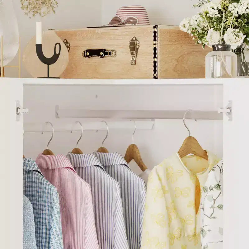 Hitow Minimalist Armoire Corner Wardrobe Double Door and Drawer Designs