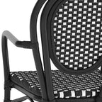 Flash Furniture 4 Pack Lourdes Indoor/Outdoor Commercial Thonet Bistro Stacking Chair with Arms, PE Rattan and Aluminum Frame