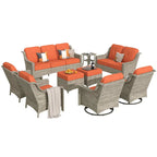 XIZZI 9-piece Outdoor Patio Furniture Conversation Set with Swivel Chair
