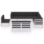 vidaXL Patio Furniture Set 10 Piece Outdoor Sectional Sofa Solid Wood Pine