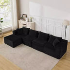 107/ 137 Modular Sectional Cloud Couch,Deep Seat Boneless Couch,Convertible Comfy Floor Sofas with Ottomans and Memory Foam