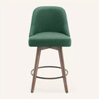 Bekrvio 26 Counter Height Swivel Bar Stools Set of 4 Backs and Wood Legs,Linen Fabric/PU Leather Upholstered Barstools for Kitchen Island